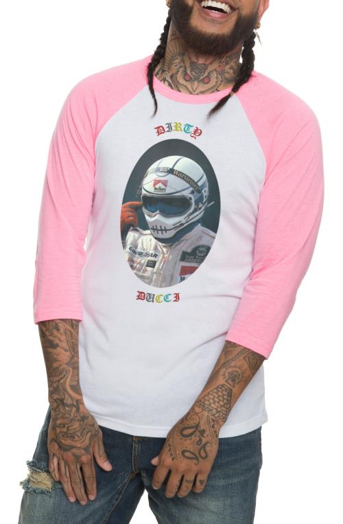 The Dirty Ducci Raglan in Neon Pink and White (Pink Sleeves)
