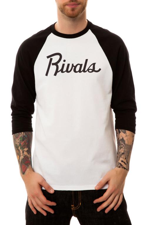 The Rivals Sport Raglan in Black and White (Black Sleeves)