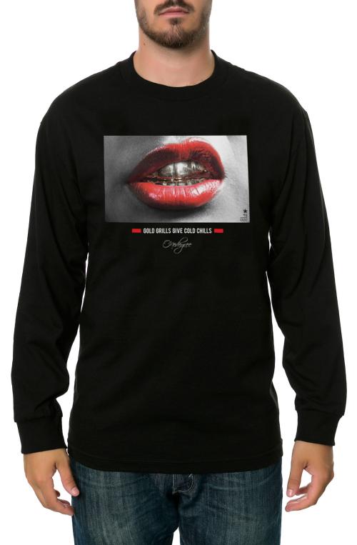 The Gold Grillz Long Sleeve Tee in Black