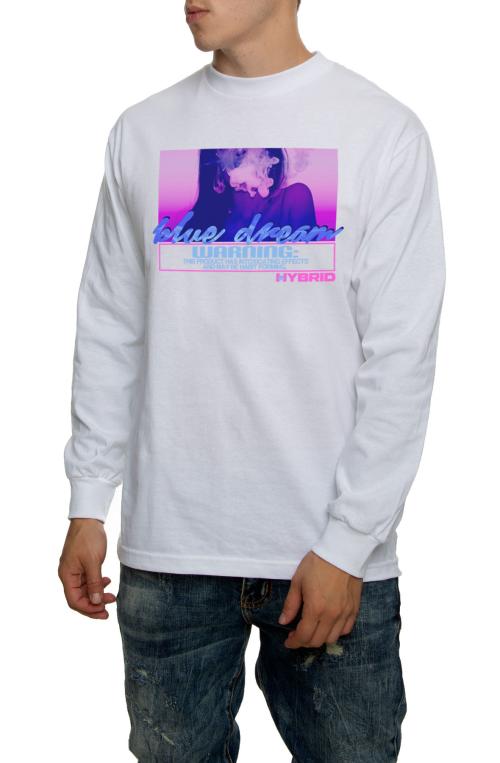 The Blue Dream Hybrid Long Sleeve Tee in White