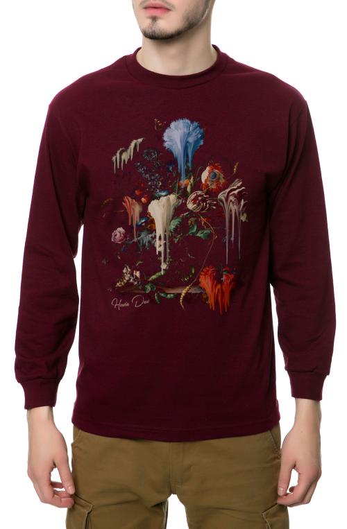 The Flowers Long Sleeve Tee in Burgundy