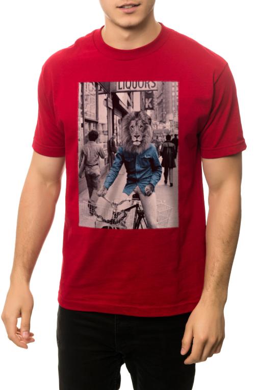The Brooklyn Lion Tee in Cardinal