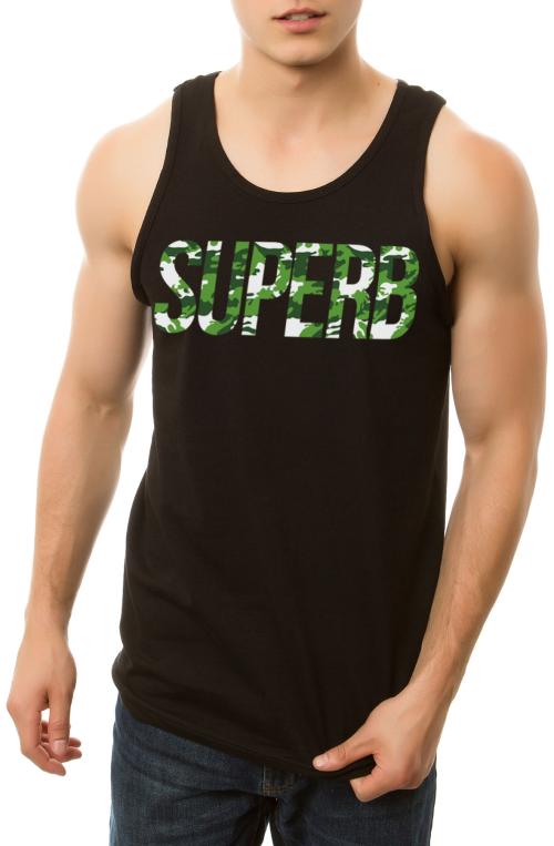 The Slanted Camo Tank Top in Black