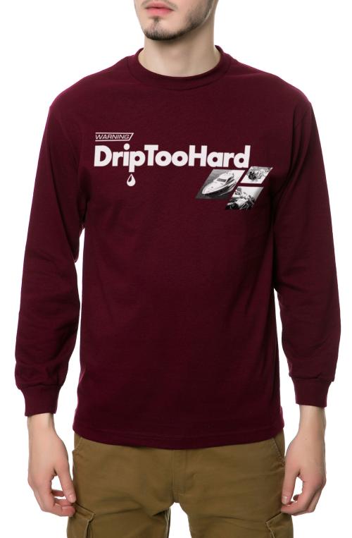 The Drip Too Hard Long Sleeve Tee in Burgundy