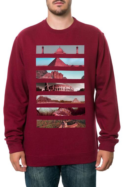 The 7 Wonders Crewneck Sweatshirt in Maroon