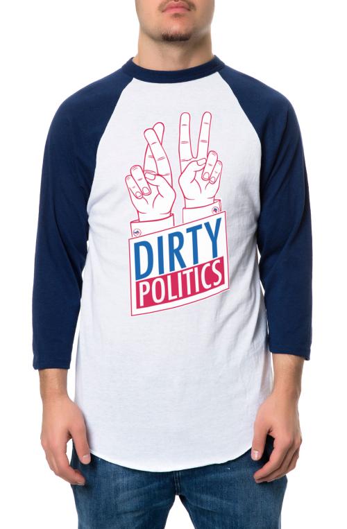The Dirty Politics Raglan in Navy and White (Navy Sleeves)