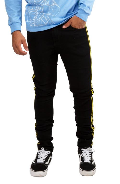 Manuel Denim in Black Yellow Tapering