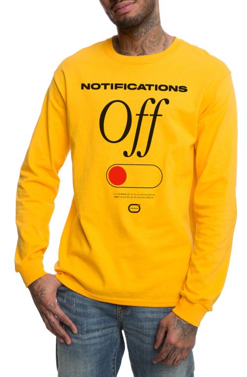 The Notifications Off Long Sleeve Tee in Gold