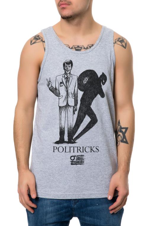 The Politricks Tank Top in Heather Grey