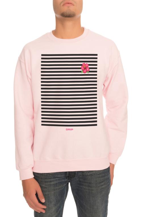 The Flower Drip Crewneck Sweatshirt in Light Pink