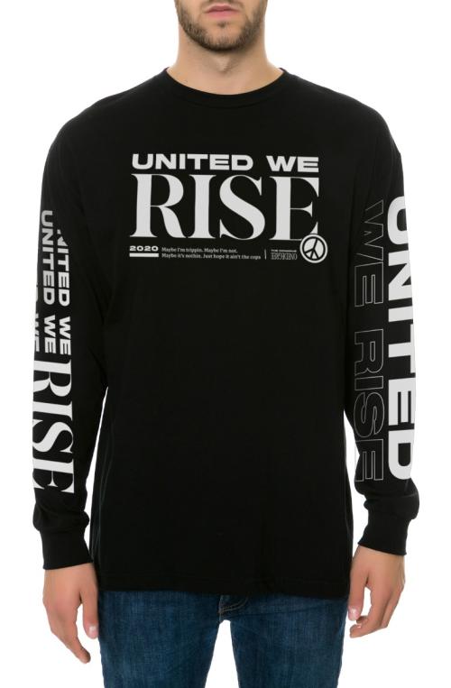 The United We Rise Long Sleeve Tee in Black