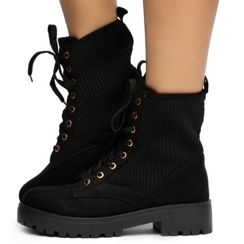 Wildone-20 Side Knit Panel Boots