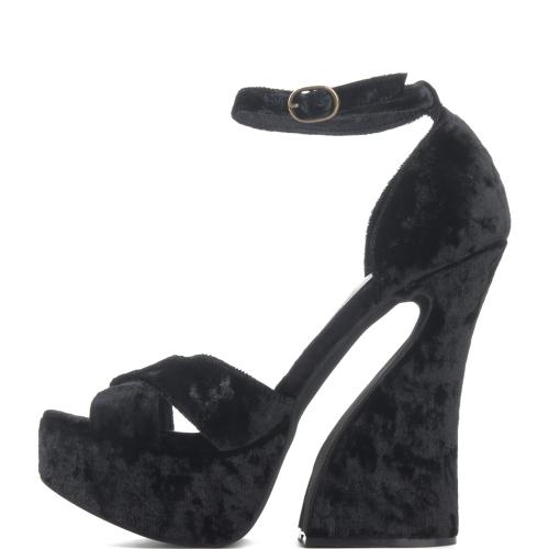 Jeffrey Campbell Stefanya Black Platform Wedges BLACK