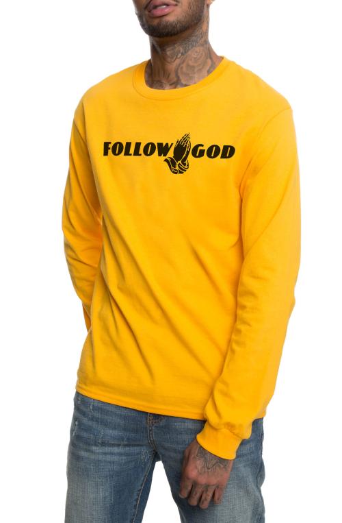 The Follow God Long Sleeve Tee in Gold