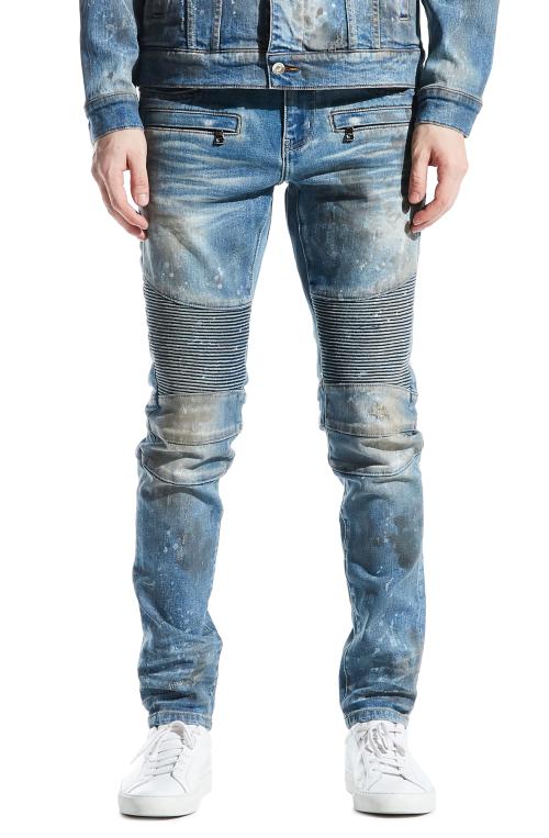 Burns Biker Denim in Dirty Light Indigo