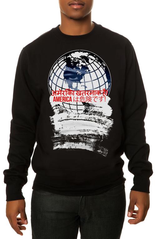 The America is Dangerous Crewneck Sweatshirt in Black