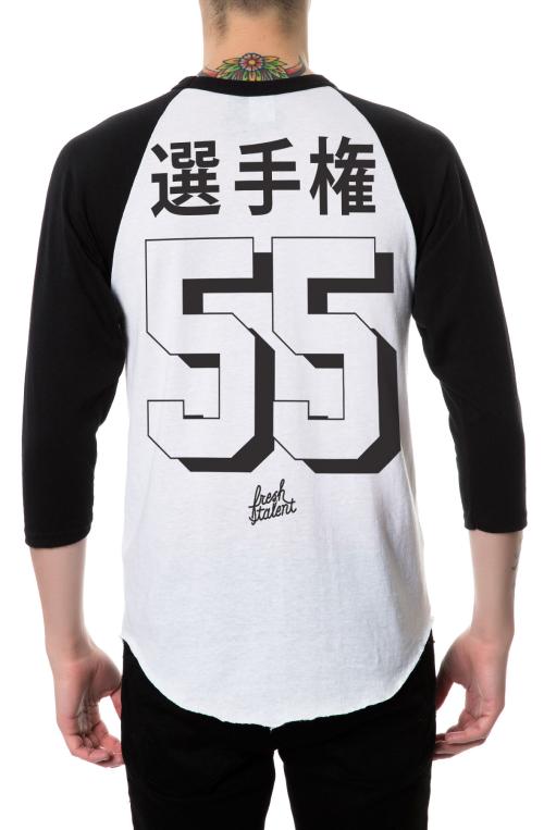 The Champion Kanji Raglan in Black and White