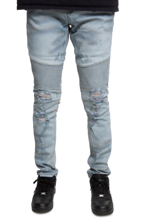 Allen Biker Denim in Light Indigo Wash