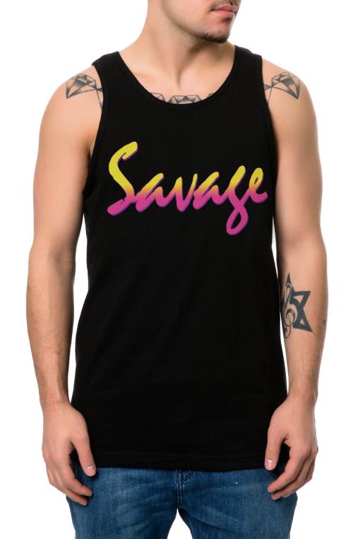 The Savage Script Tank Top in Black
