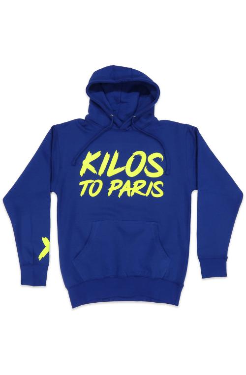 Kilos To Paris V2 Hoodie in Blue and Neon Yellow