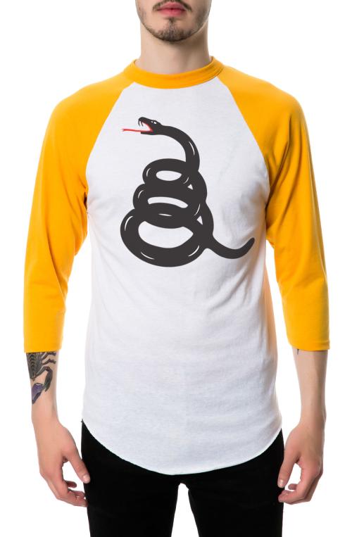 The Black Mamba Raglan in Gold and White