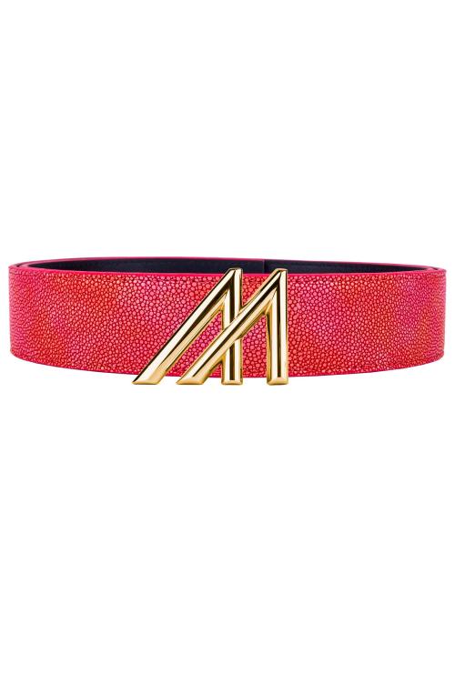 Mint Stingray Leather Belt - Red