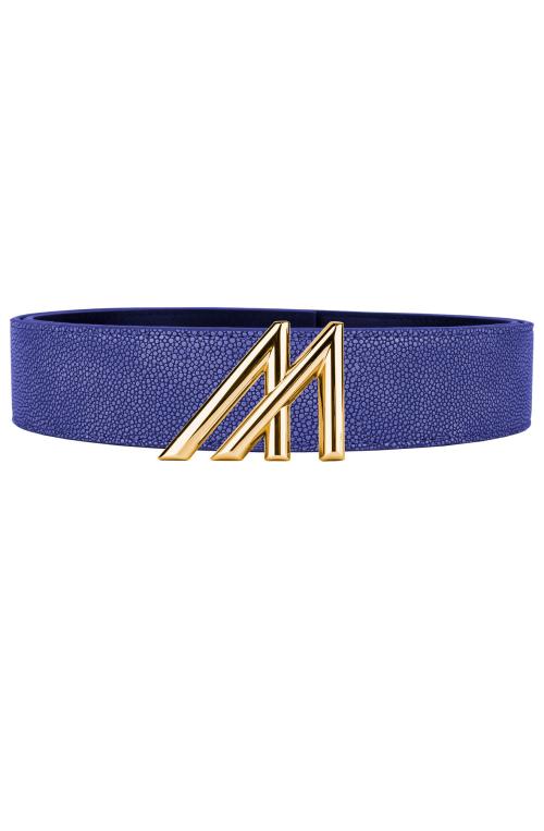 Mint Stingray Leather Belt - Blue
