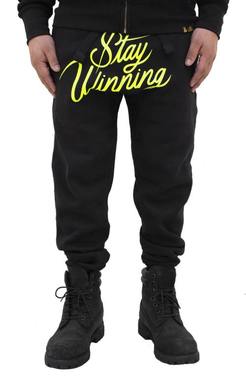 Stay Winning Script Black/Neon Yellow Joggers