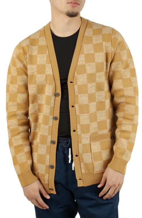 Checkerboard Jacquard Cardigan Sweater