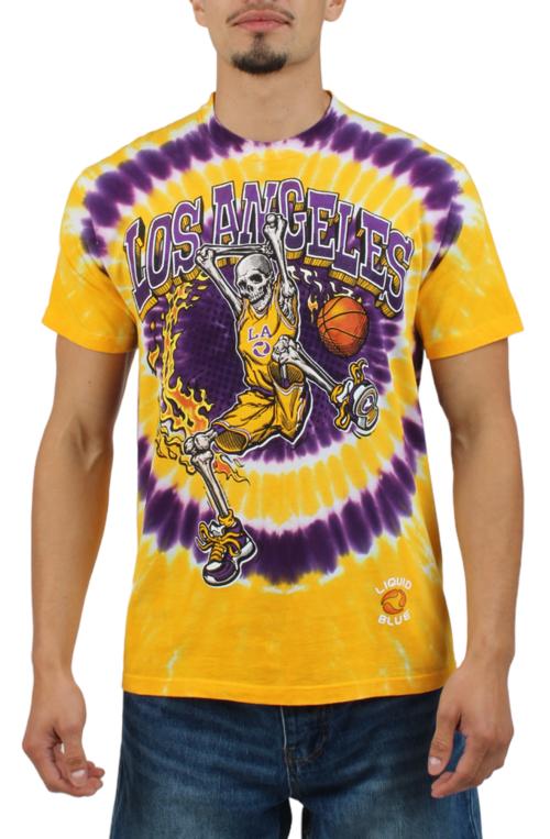 LA Dunker Basketball Skeleton Tie-Dye Tee