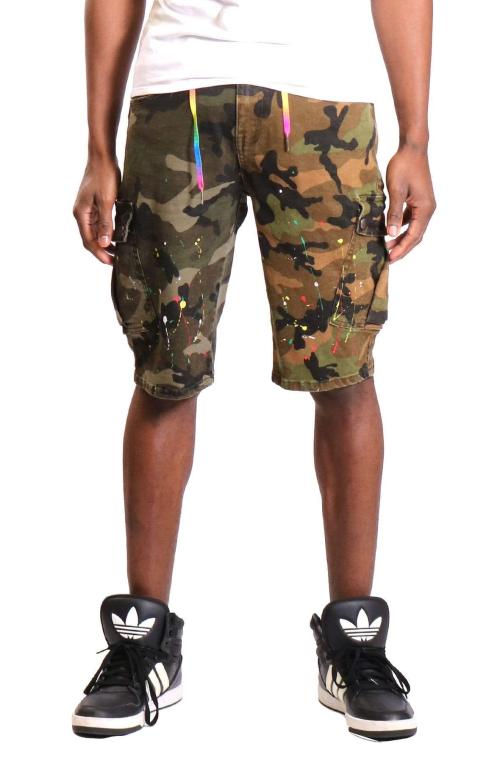 Wildstone Limited Premium Washed Mixed Camo Half and Half Skinny Twill Short Pants.