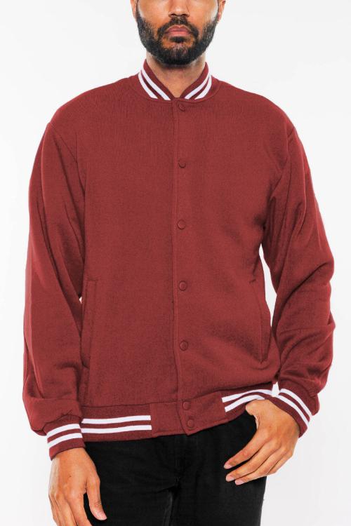 Striped Fleece Varsity Jacket