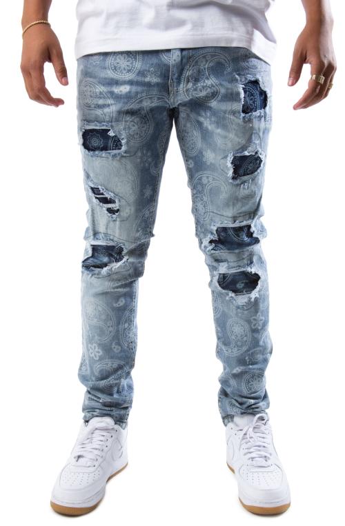 Paris Paisley Print Ripped Jeans
