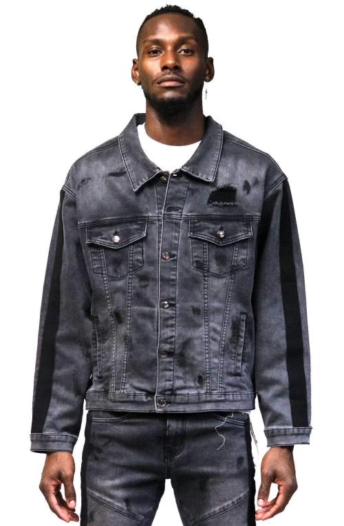 Ranch Premium Washed Sleeve Contrast Taping Denim Jacket