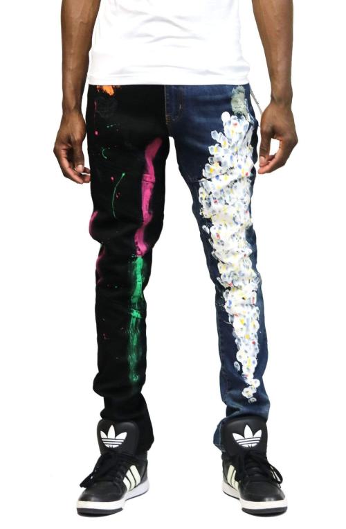 Dijon Limited Premium Washed Half and Half Skinny Denim Pants.