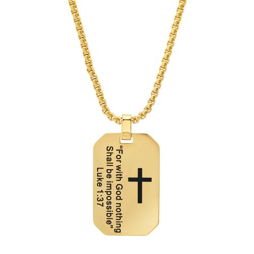 For With God Nothing Shall Be Impossible" Dog Tag Pendant