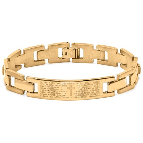 Stainless Steel Id Bracelet With 'Padre Nuestro' Lord'S Prayer