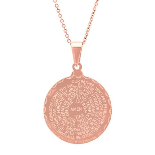 Ladies Double Sided Stainless Steel Lord's Prayer And Serenity Prayer Pendant.