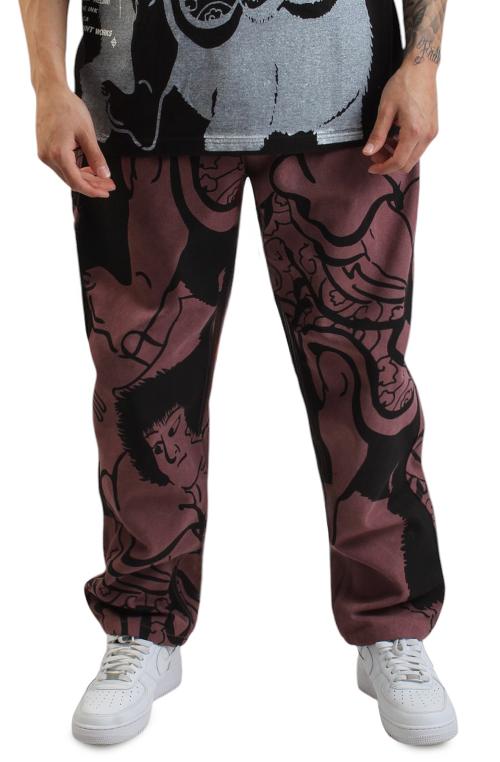 Kintaro Print Merlot Carpenter Pant