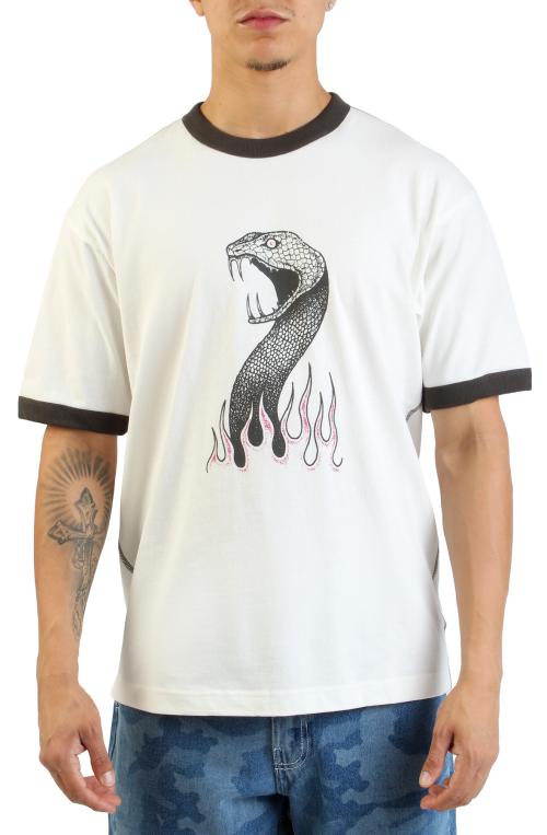 Skate Mike G Snake Flame Ringer Loose Fit T-Shirt