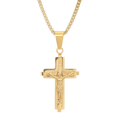 18K Gold Plated Stainless Steel Crucifix Pendant