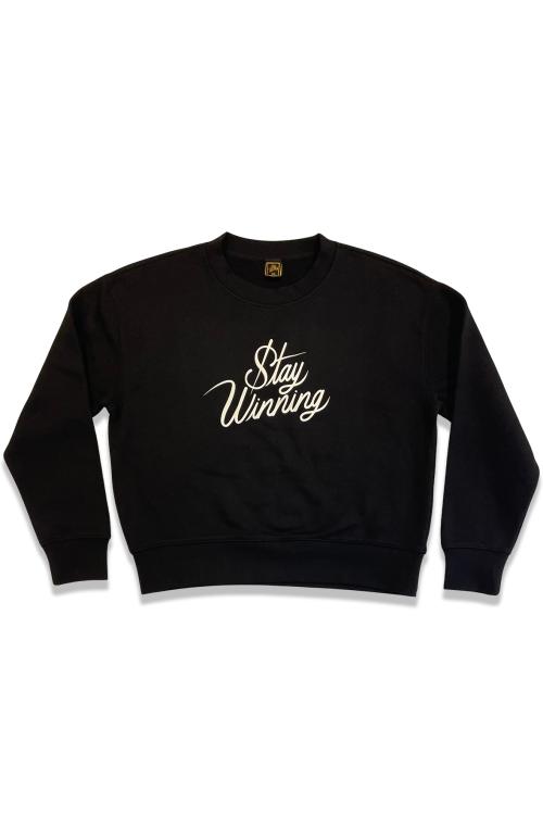 Stay Winning Original Black Script Crewneck Women Sweater