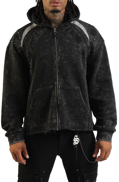 Rhinestone Zip Hoodie