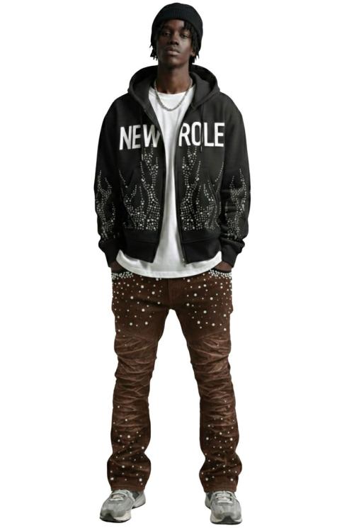 Men's Flocking surface Stacked Pants