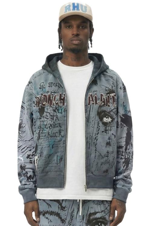 HARRIET French Terry Long Sleeve Crop Top Full Zip Hoodie
