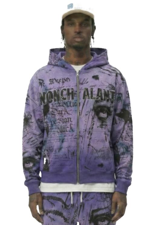TOOLEY French Terry Long Sleeve Crop Top Full Zip Hoodie
