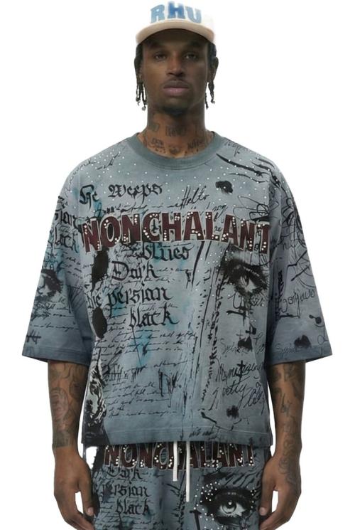 HARRIET Washed 100% Cotton S/N Jersey 3/4 Sleeve Tee
