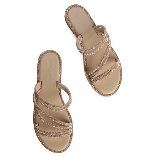 Jaydra-01 Flat Rhinestone Sandal