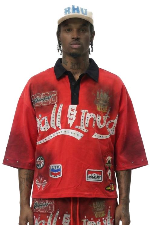 LIAM Men's S/N Jersey 3/4 Sleeve Crop Top Polo