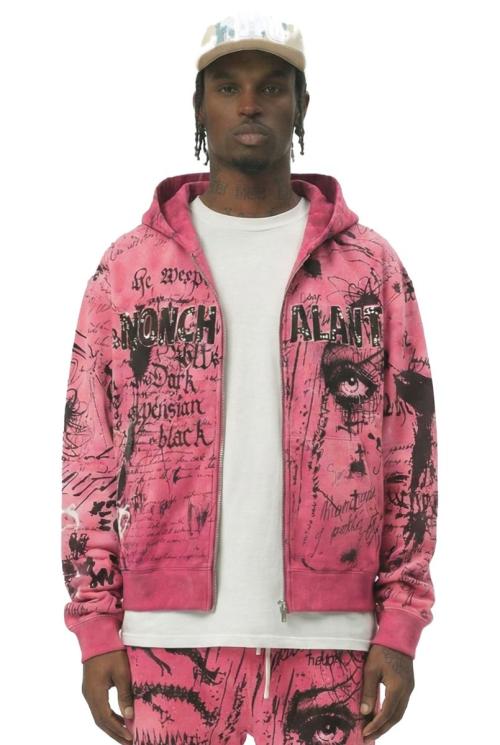 HARVEY French Terry Long Sleeve Crop Top Full Zip Hoodie